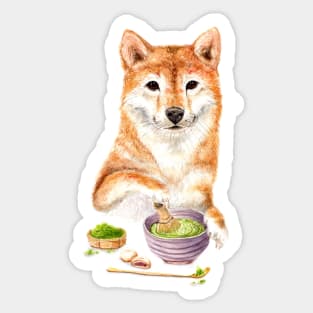 Shibuya Dog having Matcha Tea Sticker